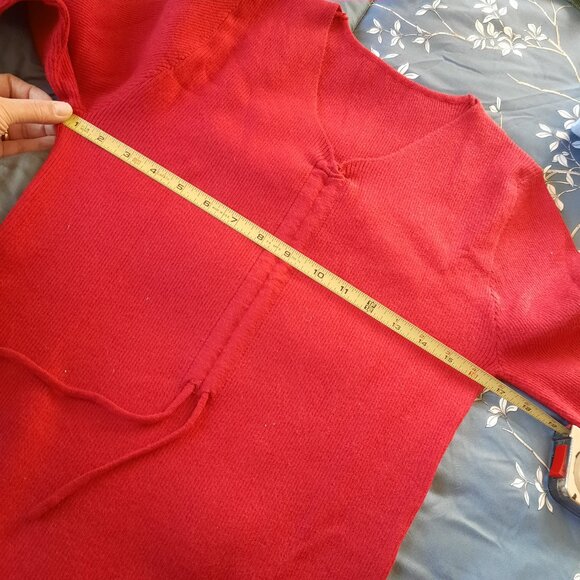 Red V Neck Latern Sleeve Side Slit Maternity Sweater Dress NWT! - Size M - Picture 13 of 15